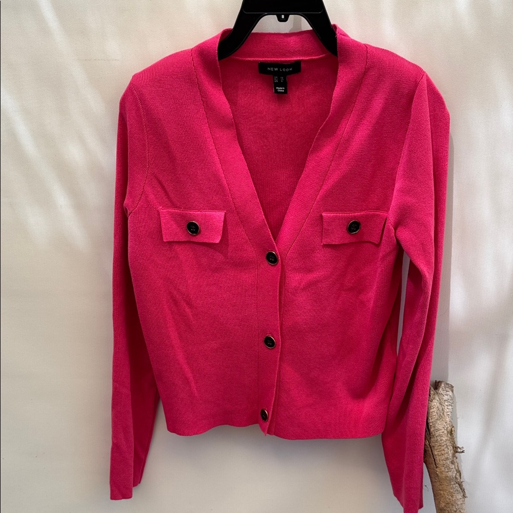 New Look Fuchsia Button-Up Cardigan